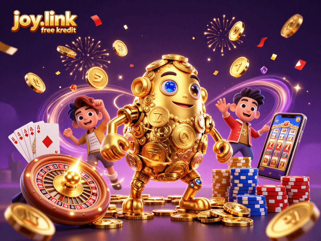 Spin the reels with joy.link free kredit for exciting casino winnings! Vibrant 3D depiction.