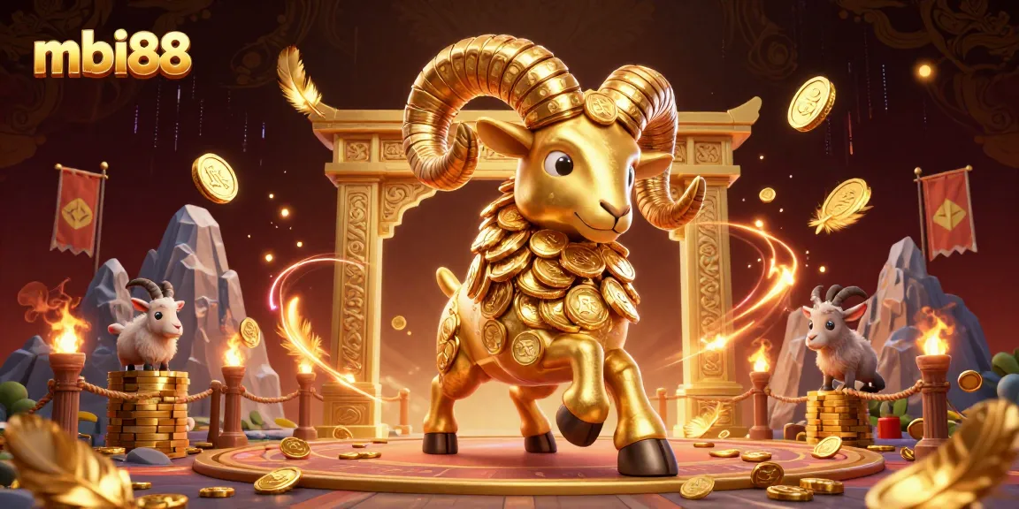 Join the action at mbi88 with a golden ram charging through a dazzling casino scene.