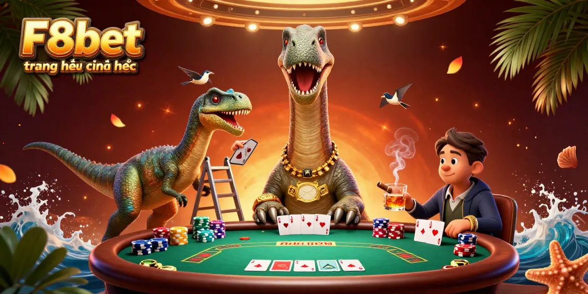 Experience dynamic gameplay at F8bet trang chủ chính thức with cartoon characters engaging in poker.