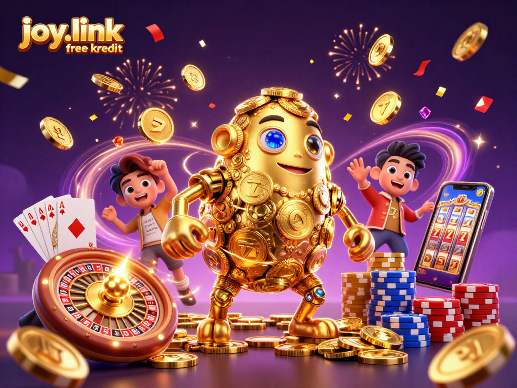Spin the reels with joy.link free kredit for exciting casino winnings! Vibrant 3D depiction.