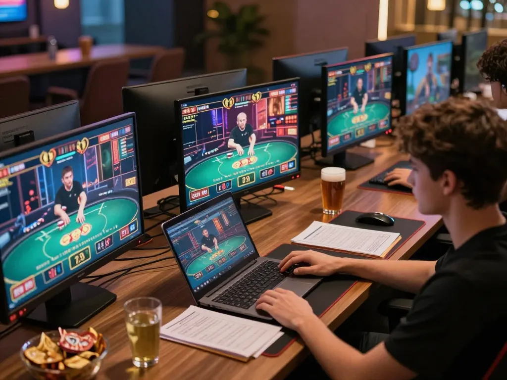Engaging gaming scene showcasing m88.com login with dynamic online casino gameplay on multiple screens