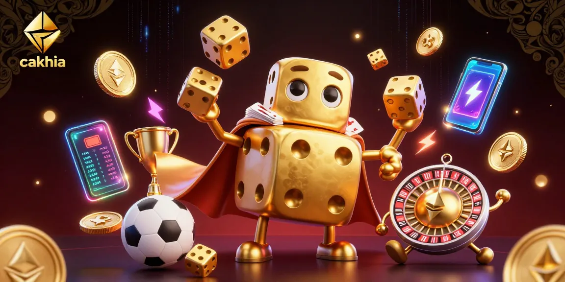Cakhia showcases vibrant sports betting excitement through a dynamic scene with lively characters and trophies.