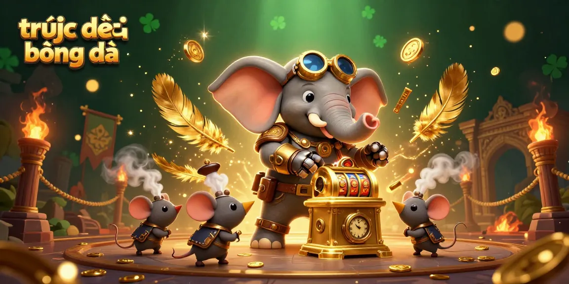 Engaging gameplay of trực tiếp bóng đá with a steampunk elephant at a golden slot machine.