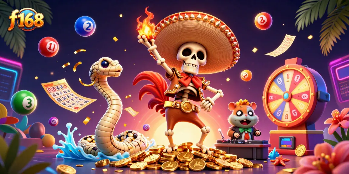 Experience the excitement of f168 casino gaming with vibrant characters and dynamic lottery elements.