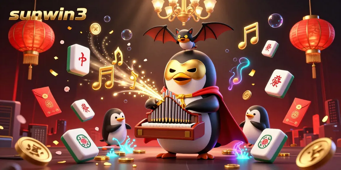 Experience the thrill at sunwin3 with glowing characters and dazzling casino elements in a vibrant 3D scene.