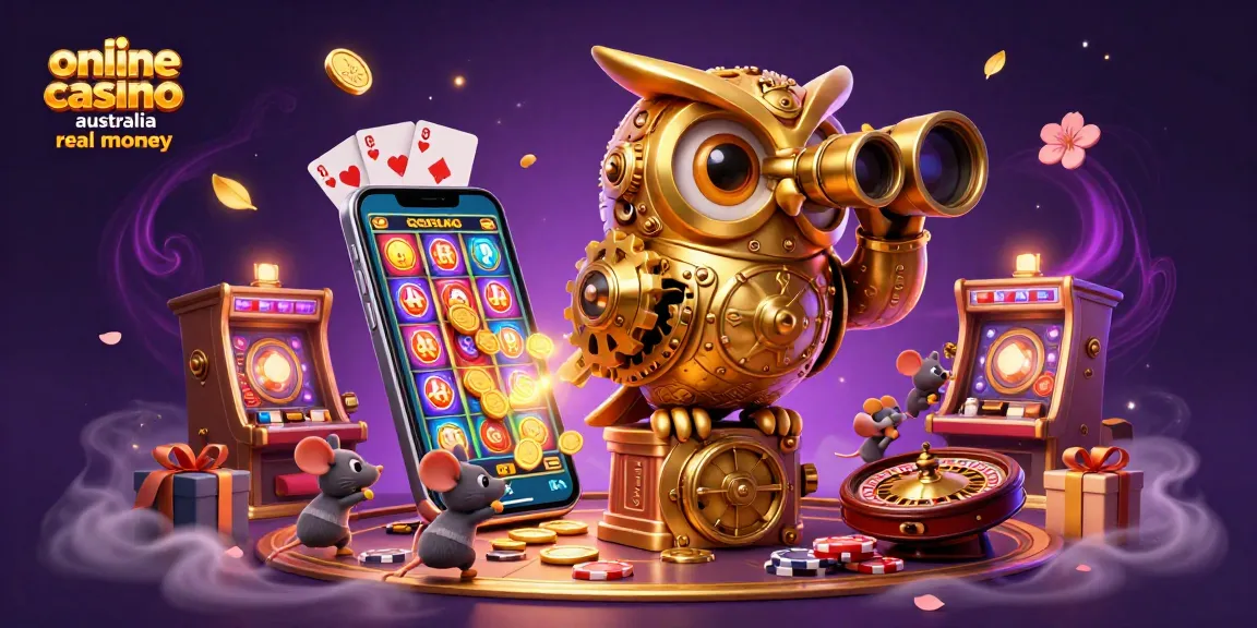 Explore the vibrant casino scene with our online casino australia real money illustration, showcasing exciting games and golden rewards.